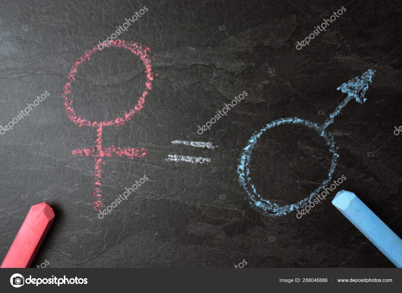 Dark Marble Surface Symbol Man Woman Recorded Different Chalks Actual ...