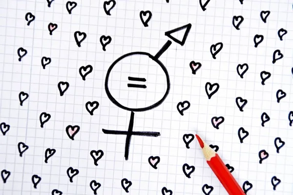 Tegn Ligestilling Mellem Mænd Kvinder Der Består Respektive Kønsbestemte Tegn - Stock-foto