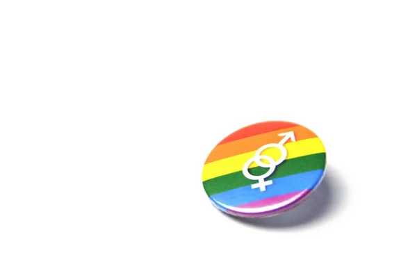 Кнопка Знаком Транссексуальності Лежить Білому Тлі — стокове фото