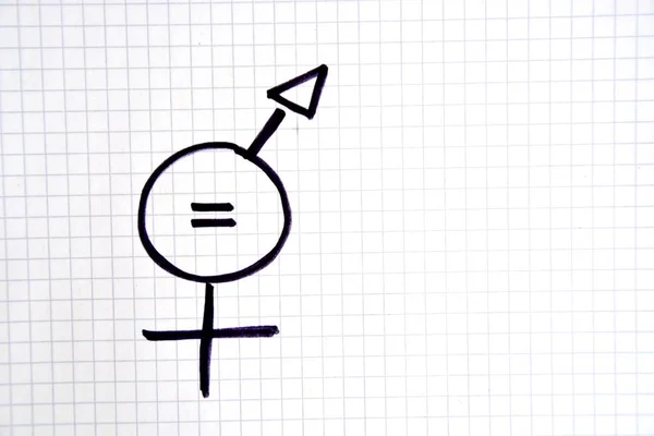 A sign for the equality of man and woman consisting of the respective gender signs