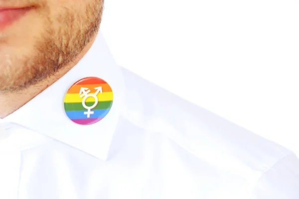 Close View Lgbt Rainbow Pin Man — стоковое фото