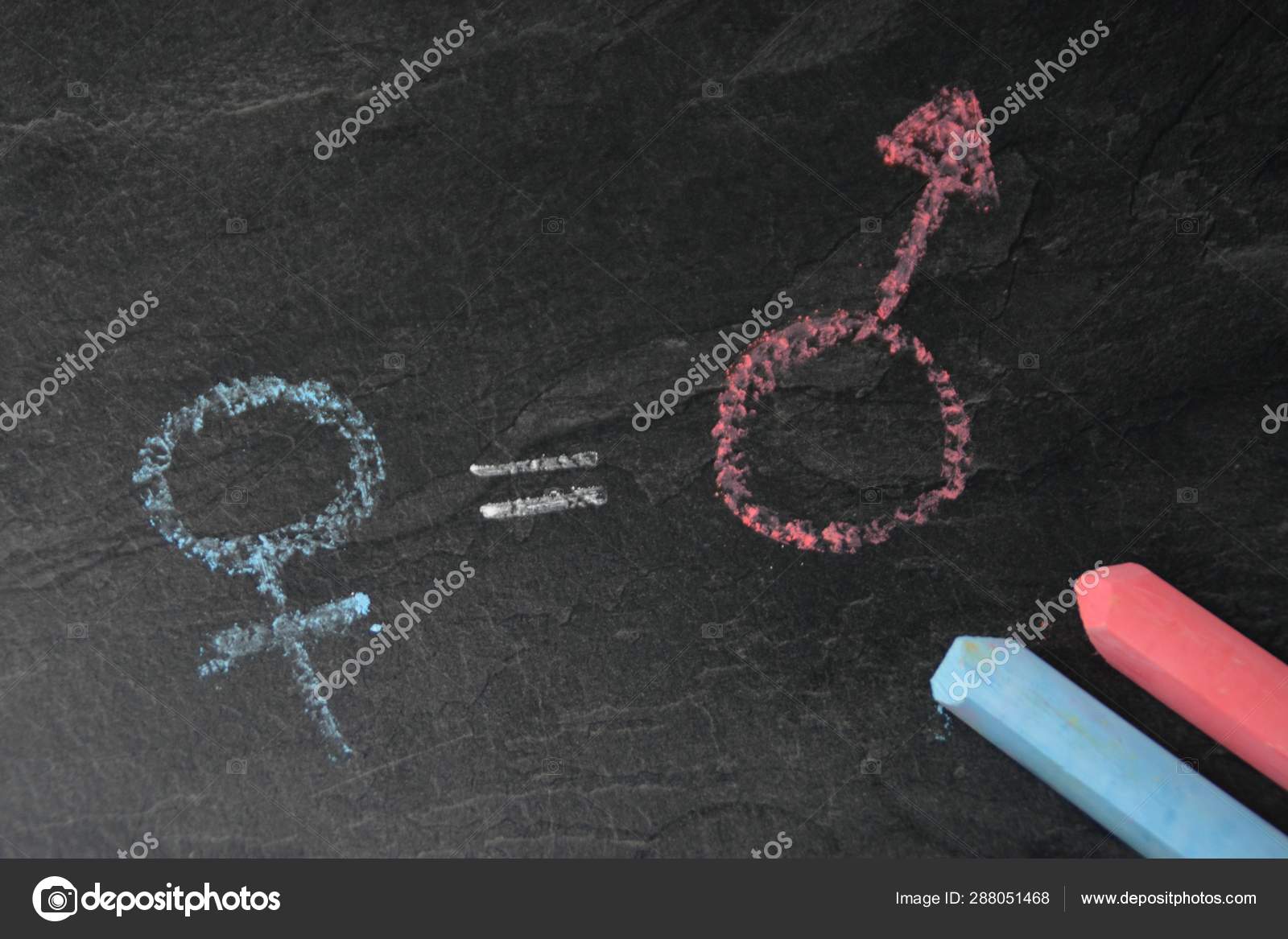 Dark Marble Surface Symbol Man Woman Recorded Different Chalks Actual ...