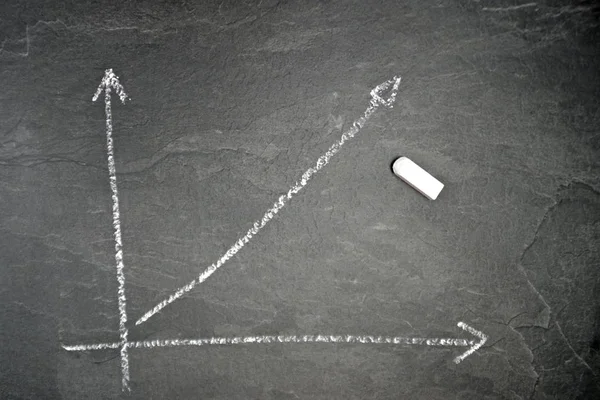 On a dark marble surface is drawn with chalk a diagram that shows only a positive trend. This was corrected into the negative - concept for economic turnaround into the recession