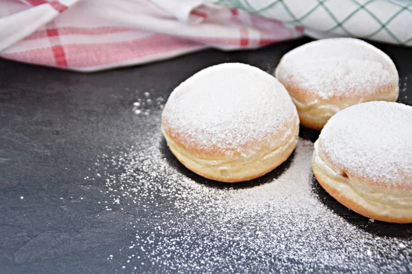 Called Krapfen Which Traditionally Baked Germany Carnival Season Lie Dark — Stock Photo, Image