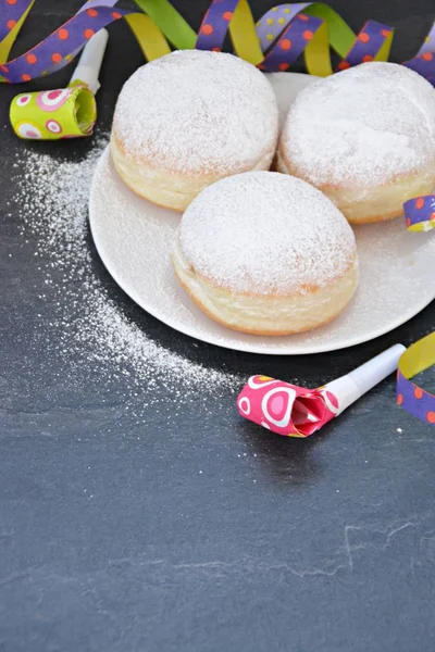 Chamados Krapfen Que São Tradicionalmente Assados Alemanha Durante Temporada Carnaval — Fotografia de Stock