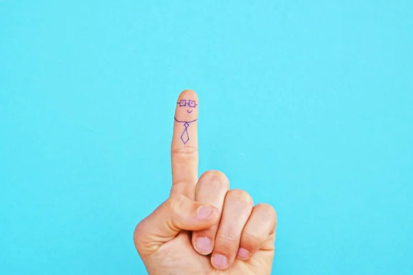 Index Middle Finger Middle Aged Man Two Persons Faces Glasses Royalty Free Stock Photos