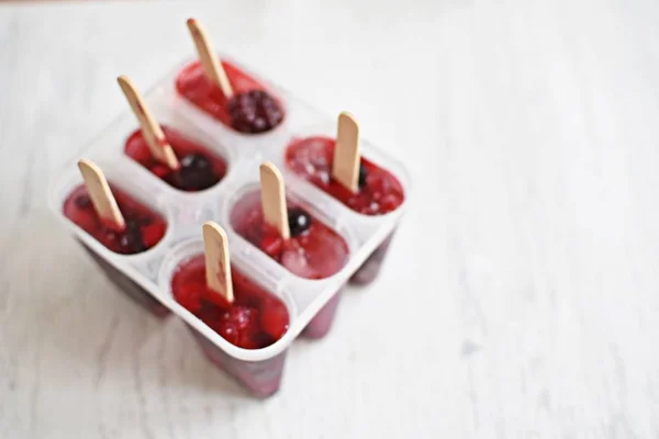 Homemade Popsicles Wild Berries Refreshing Healthy Organic Ice — Stock Photo, Image