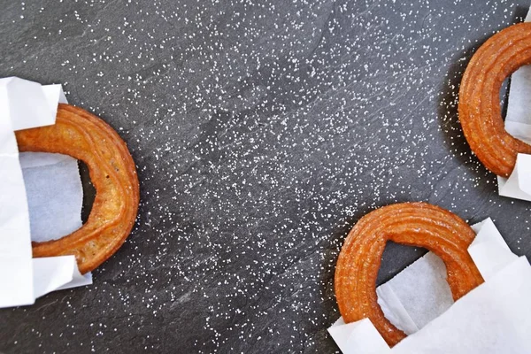 Churro Redondo Deliciosa Comida Doce Para Café Manhã Tarde — Fotografia de Stock