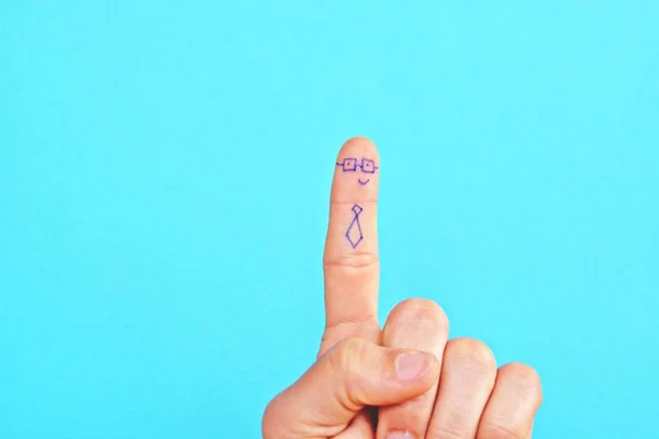 Index Middle Finger Middle Aged Man Two Persons Faces Glasses Royalty Free Stock Images