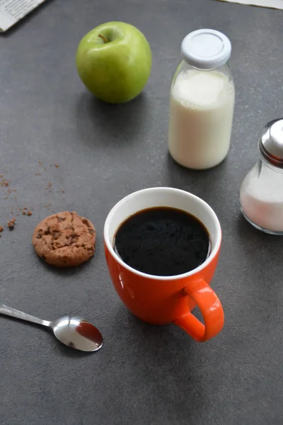 Chocolate Quente Suco Leite Fundo Escuro — Fotografia de Stock