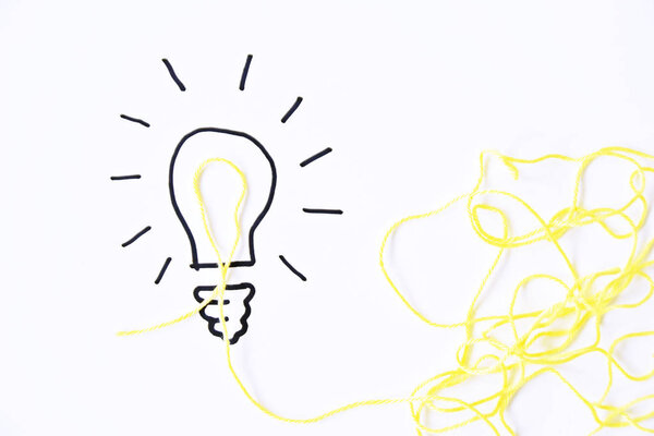 hand drawing bulb with macaroni, food idea concept