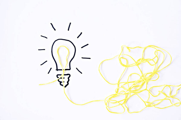 hand drawing bulb with macaroni, food idea concept