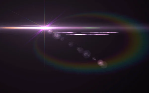 Digitale Lens Flare Zwarte Achtergrond Mooie Stralen Van Het Licht — Stockfoto