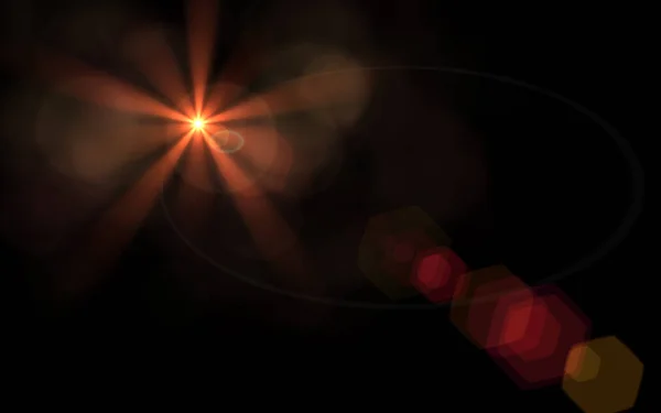 Spike ball whit streak digital red lens flare in black background horizontal frame warm