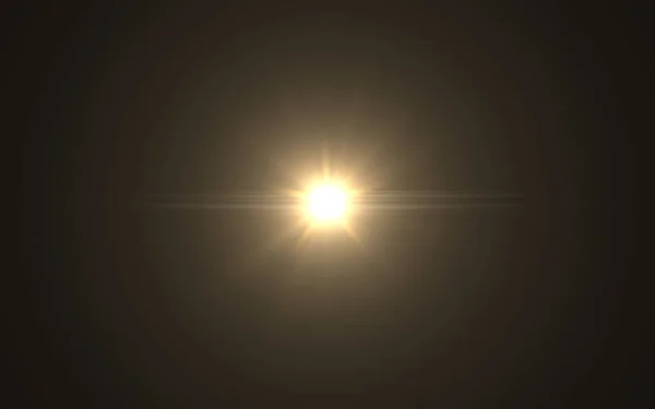 Siyah arkaplan üzerinde soyut lens ışığı parlıyor. Güneş siyah arkaplanda parlıyor.