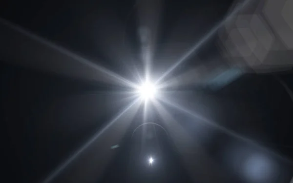 白い輝く光のキラキラ背景 Effect Digital レンズ フレア黒の背景に明るい光と — ストック写真