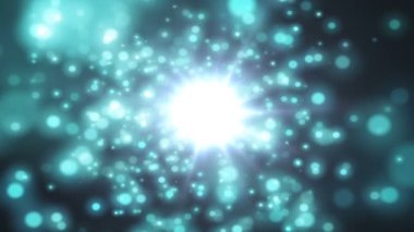 Soyut Mavi Mercek parlaması bokeh video hareket ile. Güzel mavi ışık ve siyah arka plan üzerine ışıltı. Boşluk doğa flare.