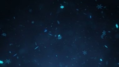 Kışın kar bir mavi animasyonlu arka plan üzerinde video düşüyor. Noel Temalar arka plan hareket Hd video