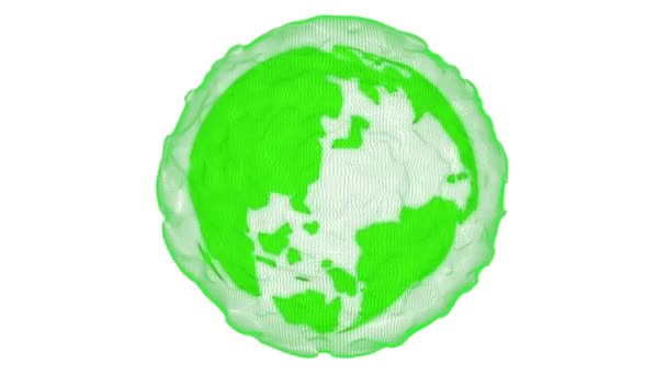 Abstrakt Grön Planet Med Icke Form Omslag Och Vit Bakgrund — Stockvideo