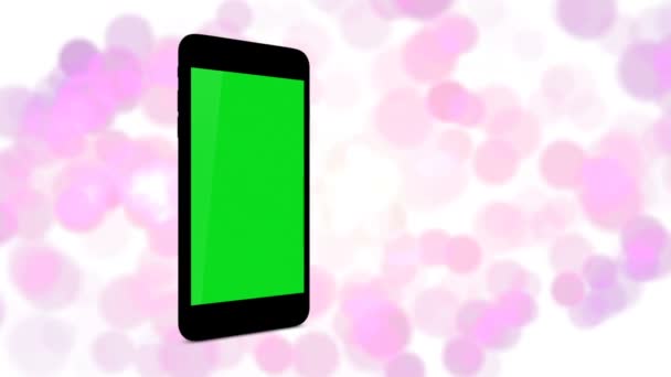 Smartphone Schaltet Bokeh Und Weißen Hintergrund Ein — Stockvideo
