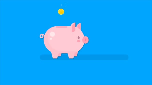 Piggy Banco Ícone Animação Vídeo Conceito Movimento Moneybox — Vídeo de Stock