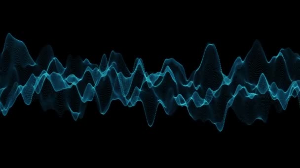 Abstract Blue Wave Motion Black Background Abstract Line Technology Concept — Stockvideo