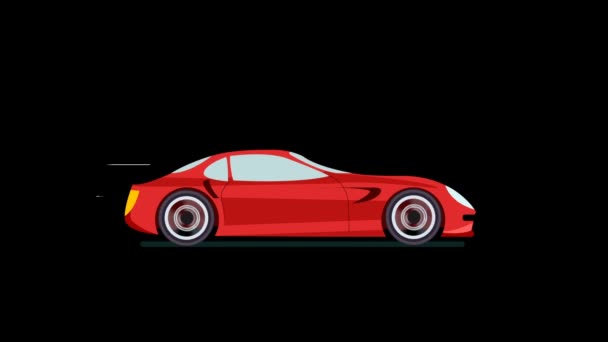 Auto Sportiva Rossa Esecuzione Video Animazione Sfondo Nero — Video Stock
