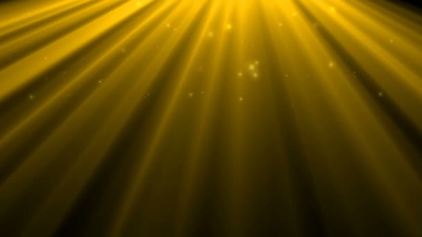 金の光効果と輝く星 上昇する金光とボケ味 背景の光ビーム モーション ビデオで黄金飛 — ストック動画