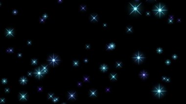 Üstünde yer ve galaksi yanıp sönen yıldız dağılım glitter siyah arka plan Hd video