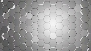 Beyaz ve gri altıgen arka plan doku hareket video. hareketli 3d render altıgen.