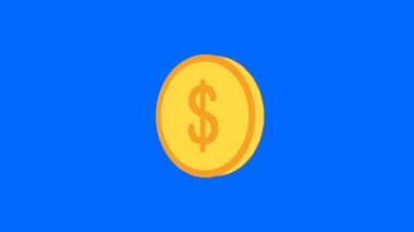 mavi ekran 3D Doları para döndürme. Ödül kavramı almak. Nesne hareket iş.