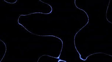 Siyah arka plan üzerine sallayarak soyut mavi çizgiler. Hareket satırının arka plan.