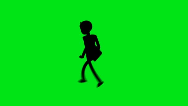 Silhouette Business Man Running Green Background Loopable Video Male Character — Stockvideo