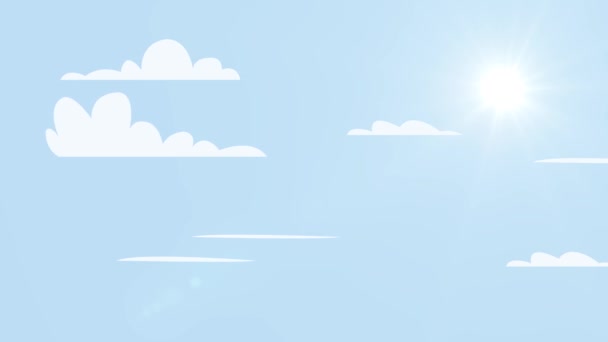 Sonniger Hintergrund Blauer Himmel Mit Weißen Wolken Bewegung Und Sonnenbewegung — Stockvideo