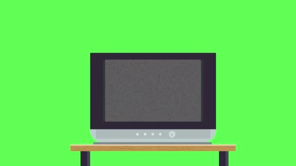 Televisión Antigua Mesa Sin Señal Con Pantalla Verde Vídeo Fondo — Vídeos de Stock