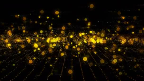 抽象黄金波克背景运动视频 背景黄金运动 以黑色背景为恒星的宇宙金尘 粒子的运动摘要 — 图库视频影像