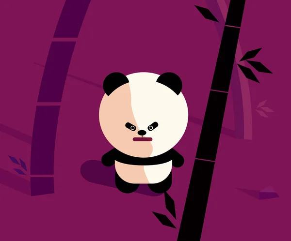 cute cartoon panda in bamboo forest illustration.Design panda character with bamboo background.Panda standing in jungle.