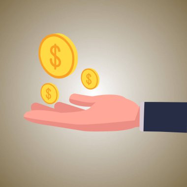 İş el ile dolar sikke vektör. İş kavramı için yatırım