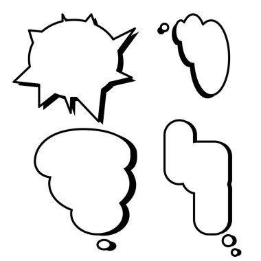 Çizgi roman konuşma kutuları izole edilmiş beyaz arkaplan ile vektör belirledi. Çizgi film baloncukları ayarlandı.