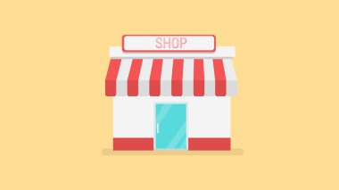 Düz tasarım biçim illüstrasyonunda dükkan ve depolama simgesi