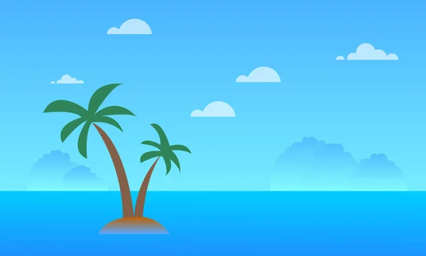 ヤシの木と海の風景の背景ベクトル図と美しい海の風景 — ストックベクタ