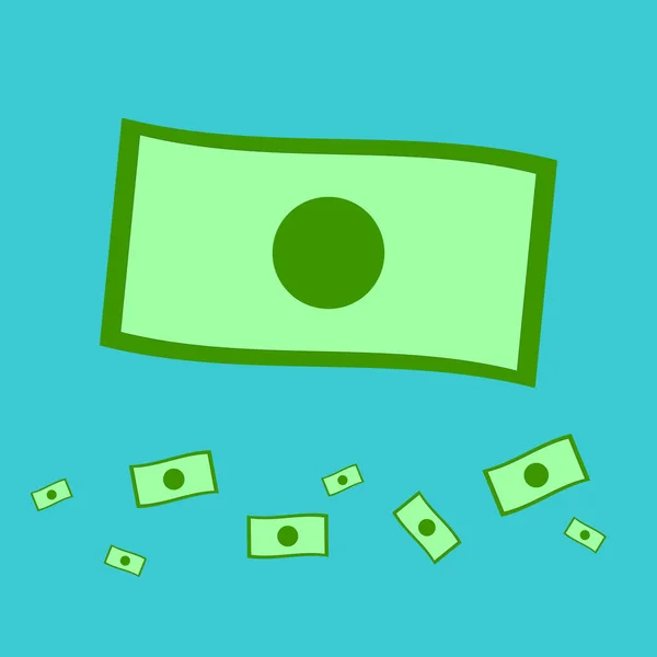 Flat money vector with blue background.Money icon on sky.