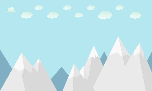 Vlakke Winter Bergen Met Wolken Lucht Achtergrond Vector Illustratie Natuur — Stockvector