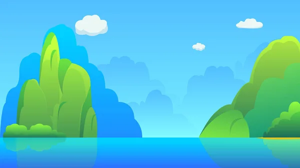 Inseln Mit Hügeln Und Himmel Hintergrund Vektor Illustration Schöne Naturszene — Stockvektor