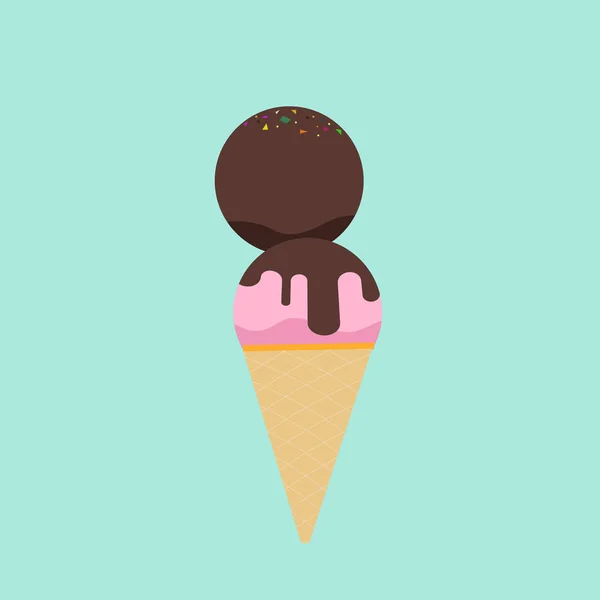 Nettes Zweifarbiges Eis Mit Pastellfarbenem Hintergrund Sweetie Eis Vektor Illustration — Stockvektor