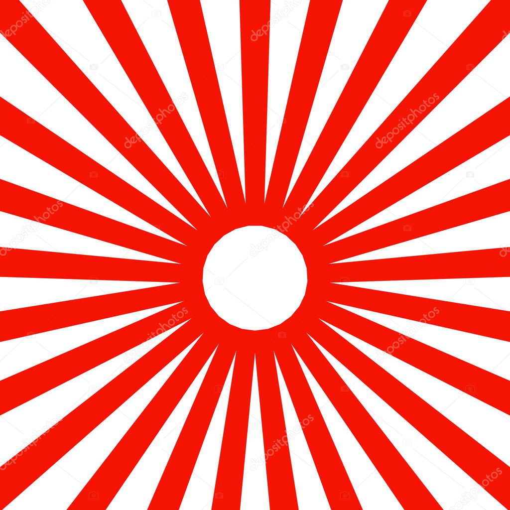 Japan red sun wallpaper background vector illustration.Retro ray background.Abstract red and white line background