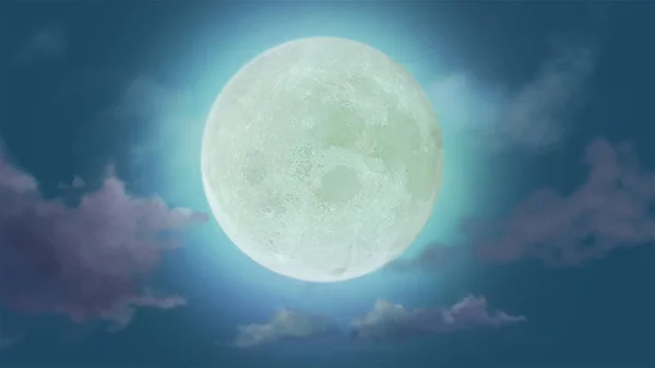 Full Moon Světla Temné Noci Mraky Ilustrace Krásná Příroda Měsíc — Stock fotografie
