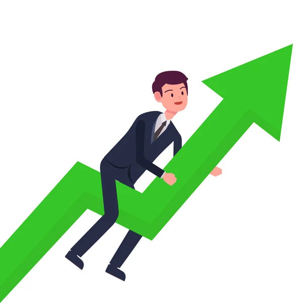 ビジネスマンは緑の矢印で成長します 成長と成功のビジネスコンセプト — ストックベクタ
