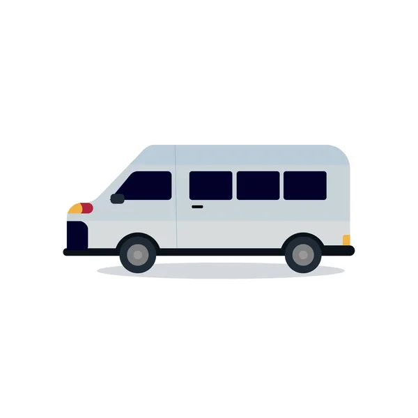 Projeto Bonito Van Com Vector Mini Branco Isolado Ônibus Flat — Vetor de Stock