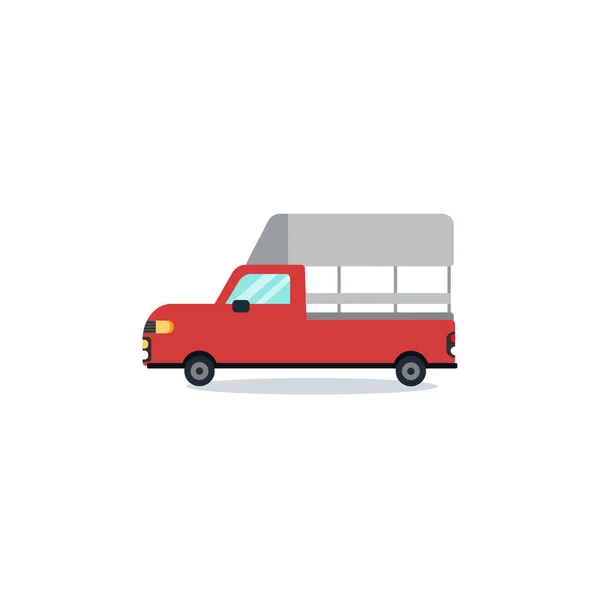 Flat Thaise Mini Rode Vrachtwagen Cartoon Ontwerp Minimaal Met Witte — Stockvector